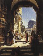 Gustav Bauernfeind At the Entrance to the Temple Mount, Jerusalem oil painting artist
